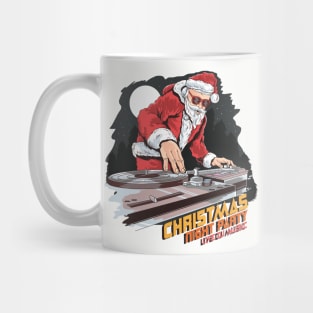 Santa Clos Christmas night party Live Dj music Night Moon star pine Mug